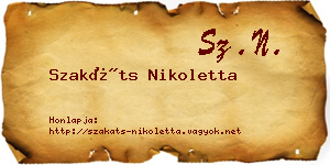 Szakáts Nikoletta névjegykártya
