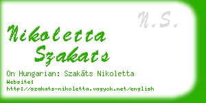nikoletta szakats business card