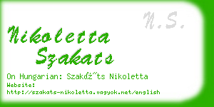 nikoletta szakats business card